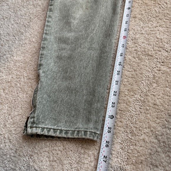 Vtg Palmettos High Waisted Olive Green Acid Wash Tapered Jeans Ankle Zip 26 80s - Picture 9 of 9